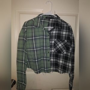 Plaid crop top double color